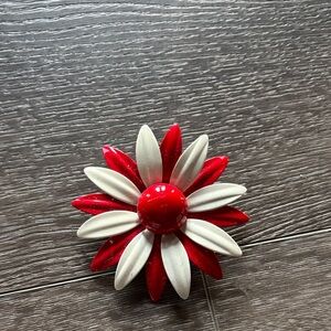 Red and White Flower Brooch